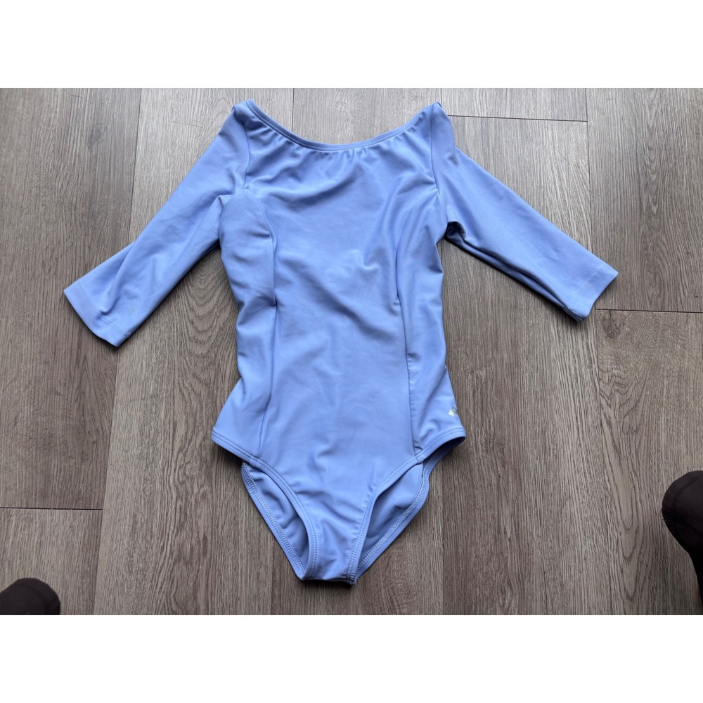 Body Wrappers Girls Blue 3/4 Sleeve Scoop Back Dance Leotard ME634C LC